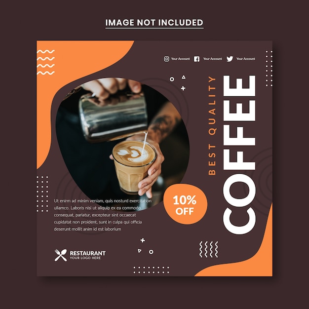 Social media post template with Coffee theme