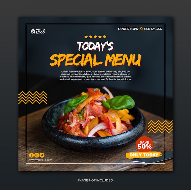 Social media post template with restaurant special menu concept