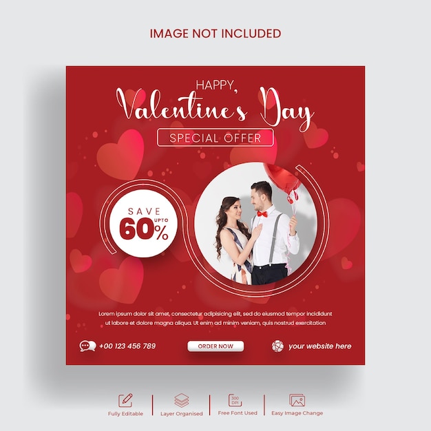 Social media post for valentines day sale and Instagram banner template design