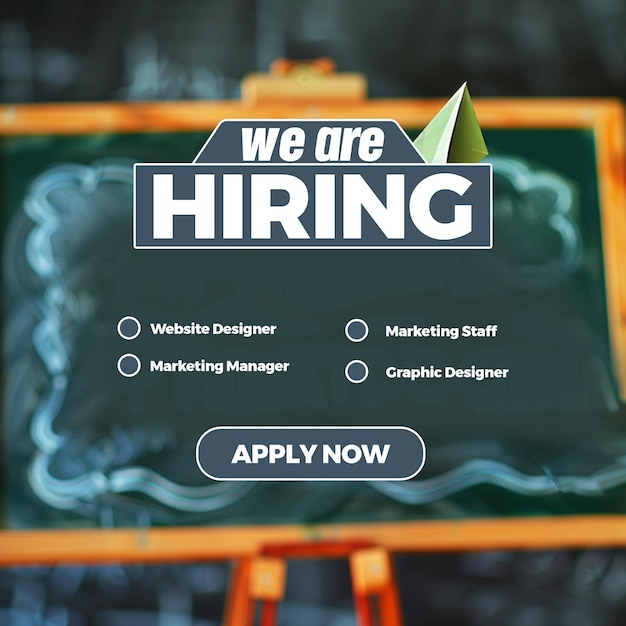 Social media post for we are hiring job vacancy square banner