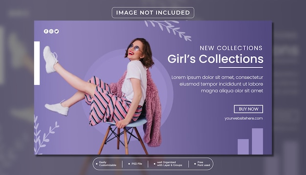 PSD social media post or website banner template design for fashion shopping store