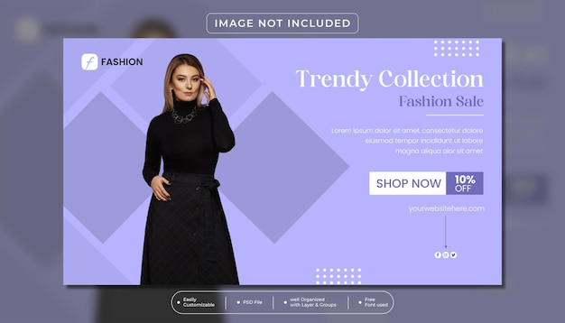 PSD social media post or website banner template design for fashion shopping store