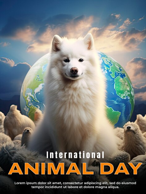 PSD social media poster for the animal world titled world animal day