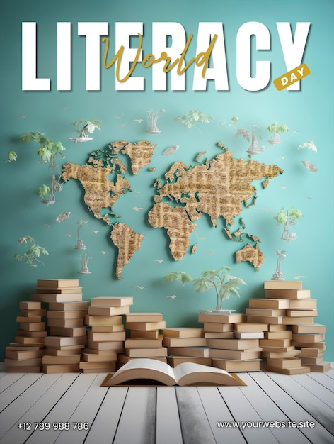 PSD social media poster concept on international literacy day