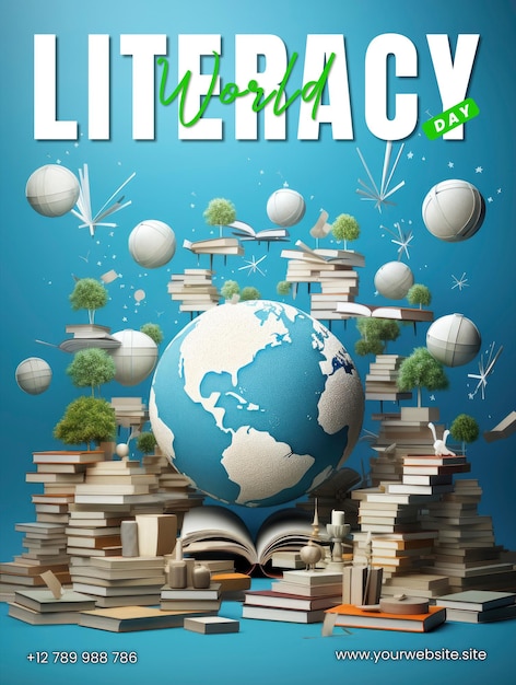 PSD social media poster concept on international literacy day