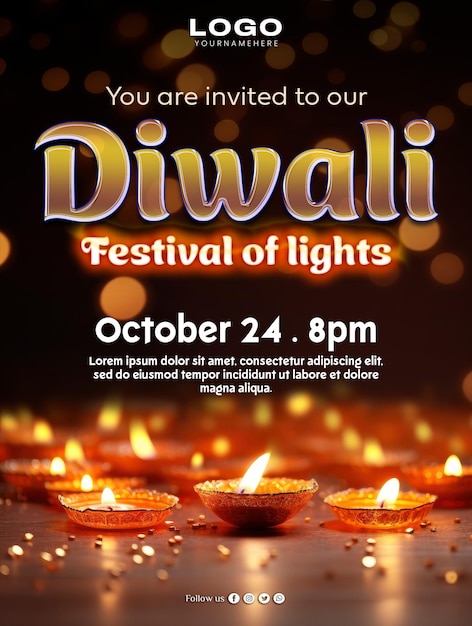 PSD social media poster on diwali festival