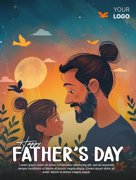 A social media poster for father and son with the words happy fathers day