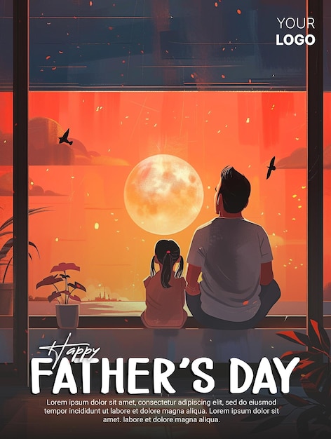 PSD a social media poster for father and son with the words happy fathers day