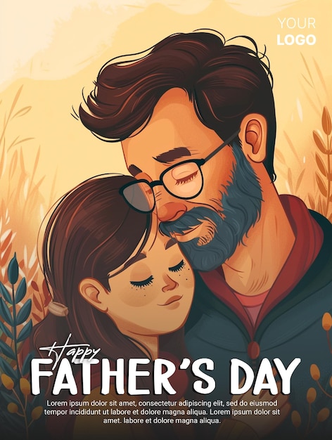 A social media poster for father and son with the words happy fathers day