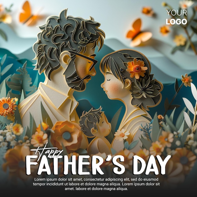 A social media poster for father and son with the words happy fathers day