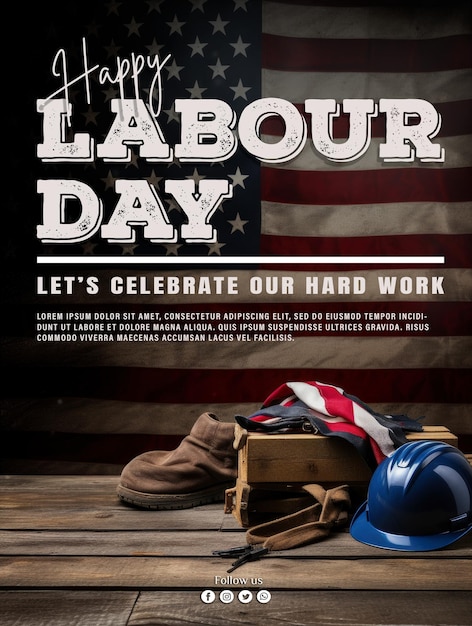 PSD social media poster for labor day