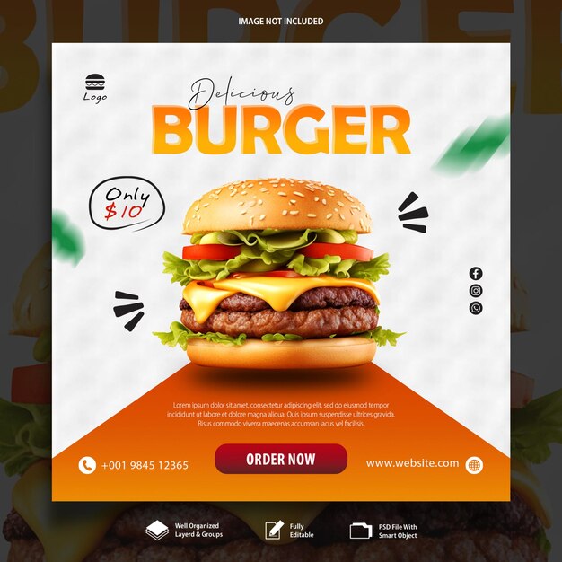 PSD a social media poster template of hamburger