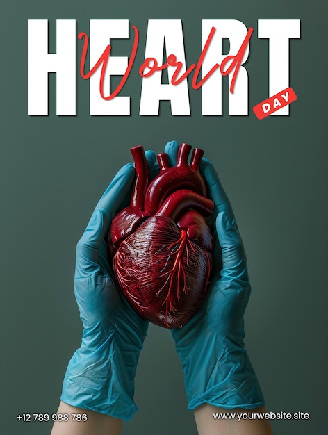 PSD social media poster with the concept of world heart day