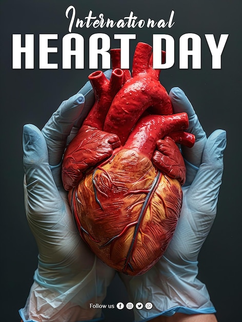 PSD social media poster with the concept of world heart day