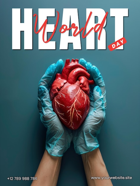 PSD social media poster with the concept of world heart day