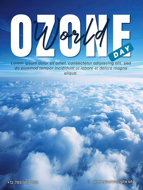 PSD social media poster with the worldwide ozone concept