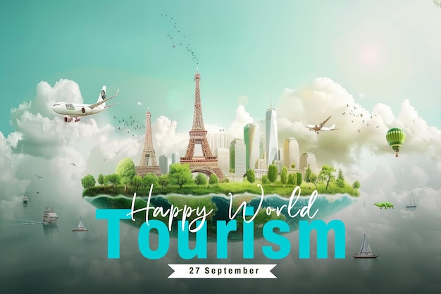 PSD social media poster for world travel day