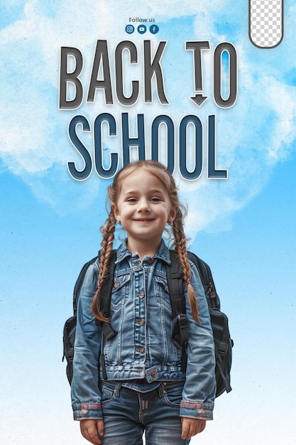 PSD social media posters greeting back to school with happy students background