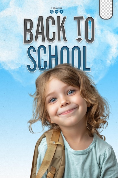 PSD social media posters greeting back to school with happy students background