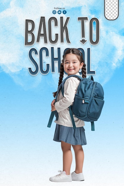 PSD social media posters greeting back to school with happy students background