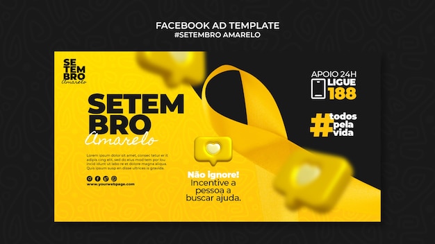 PSD social media promo template for brazilian suicide month prevention awareness campaign