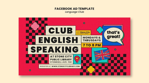 Social media promo template for english language club