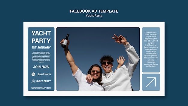 PSD social media promo template for luxurious yacht party celebration