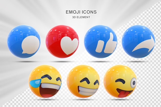 PSD social media reaction 3d emoticon