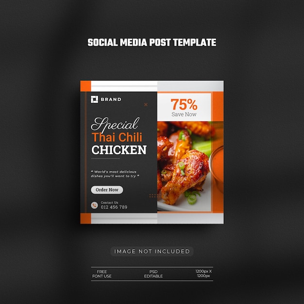 Social media restaurant Fast food menu and Instagram food banner post with a clean luxury template