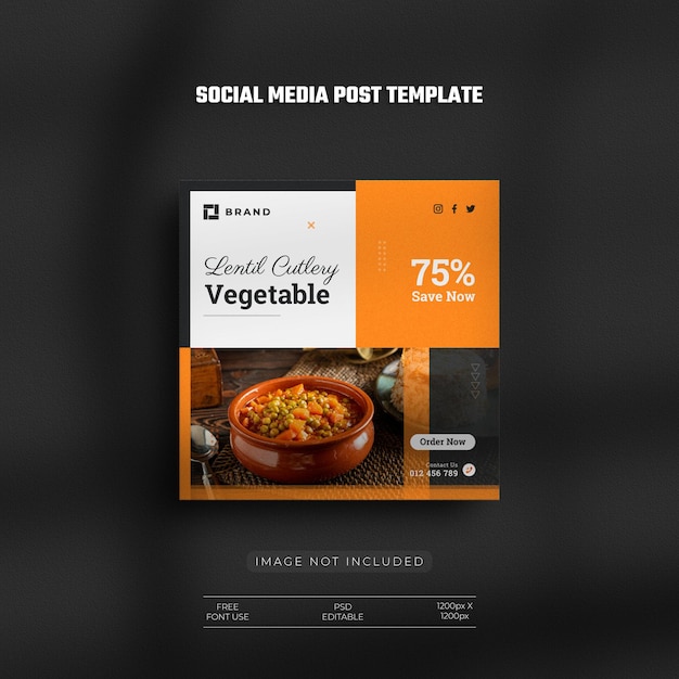 Social media restaurant Fast food menu and Instagram food banner post with a clean luxury template