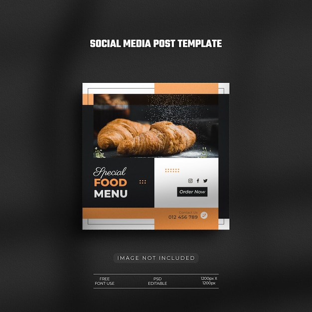 Social media restaurant Fast food menu and Instagram food banner post with a clean luxury template