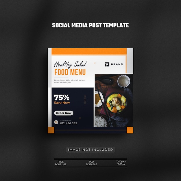 Social media restaurant Fast food menu and Instagram food banner post with a clean luxury template