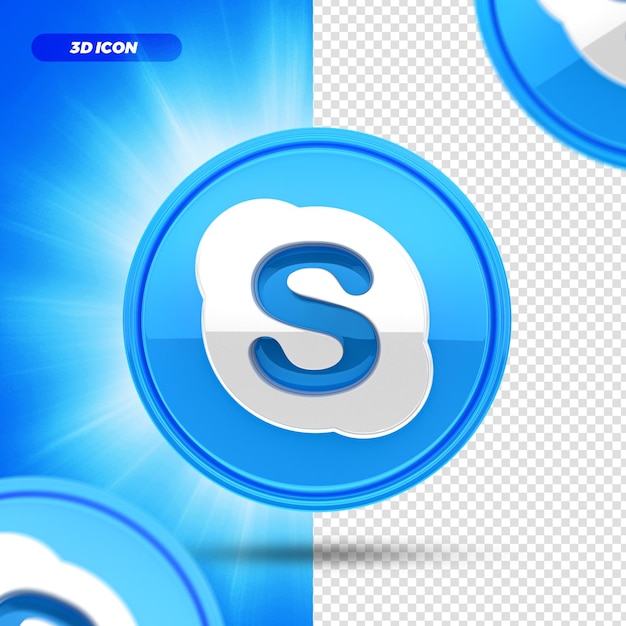 social media skype 3d render icon isolated