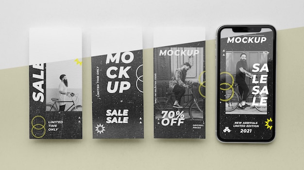 Social media stories and smartphone mock-up