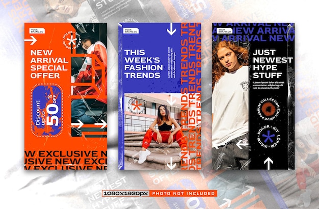 Social media stories streetwear fashion design template