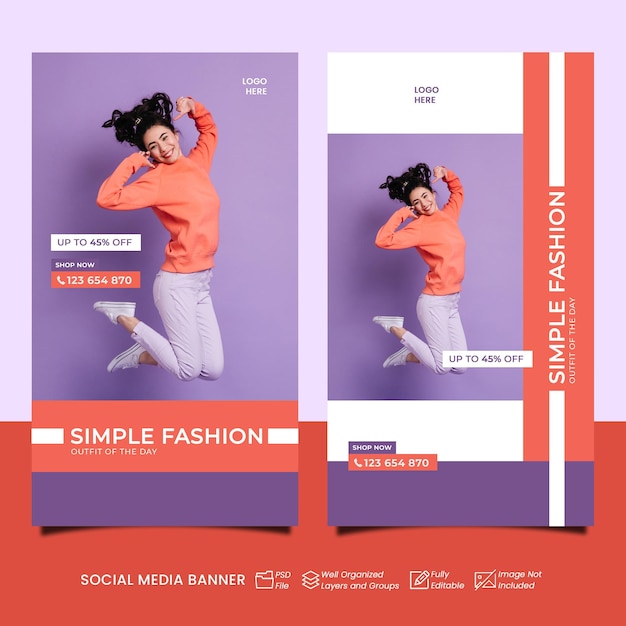 social media story post  fashion banner design template set design