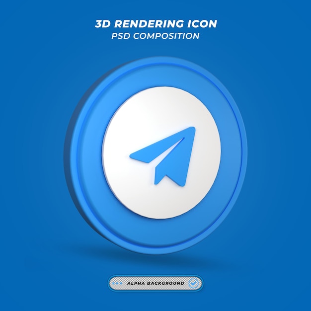 Social Media Telegram Icon in 3D Rendering