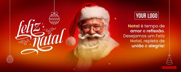 Social media template banner merry christmas merry with santa claus