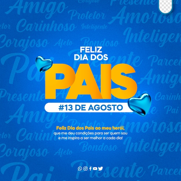 social media template post feed and banner celebrating father039s day dia dos pais in brazil