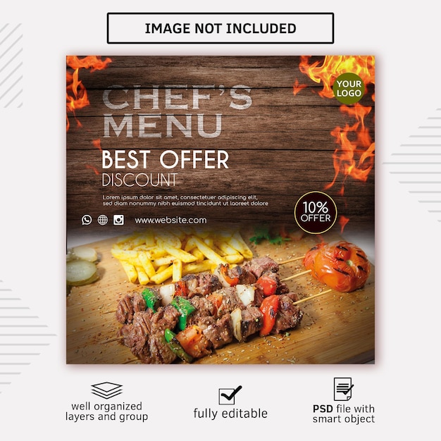 PSD social media template with bbq concept