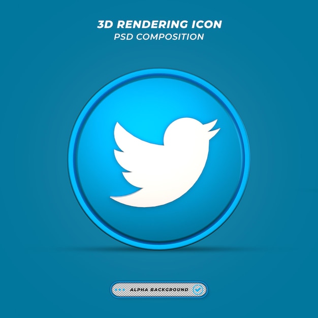 Social Media Twitter Icon in 3D Rendering