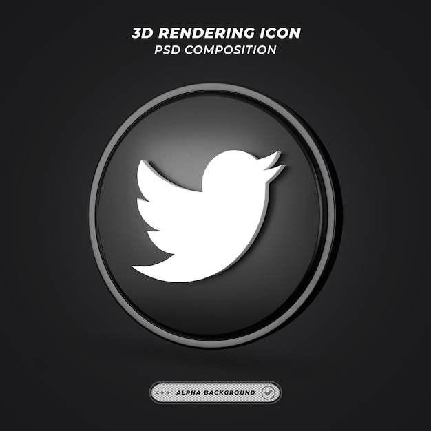 Social Media Twitter Icon in 3D Rendering