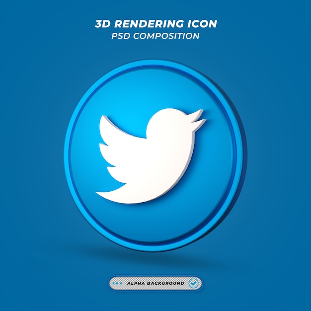 Social Media Twitter Icon in 3D Rendering