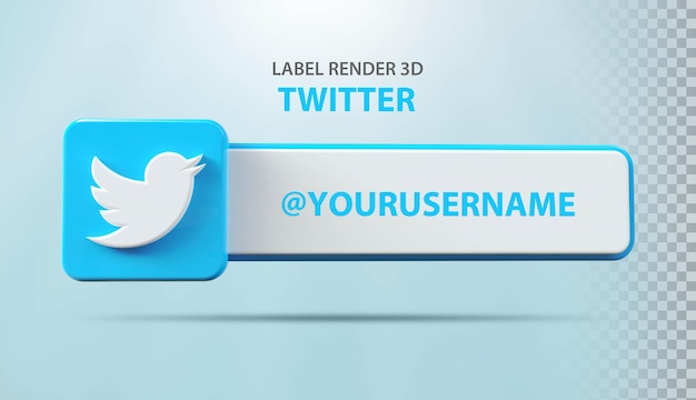 Social Media Twitter Icon with Label 3d Rendering