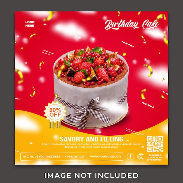 Social media valentine instagram food wedding cake template