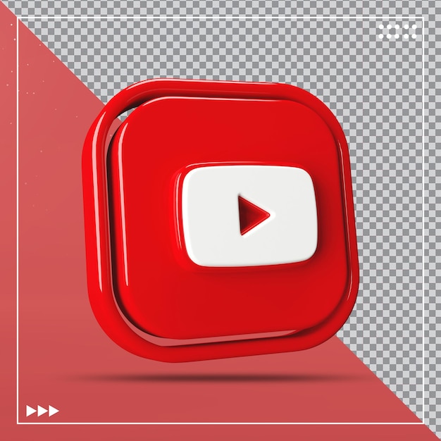 Social media Youtube icon concept 3d render