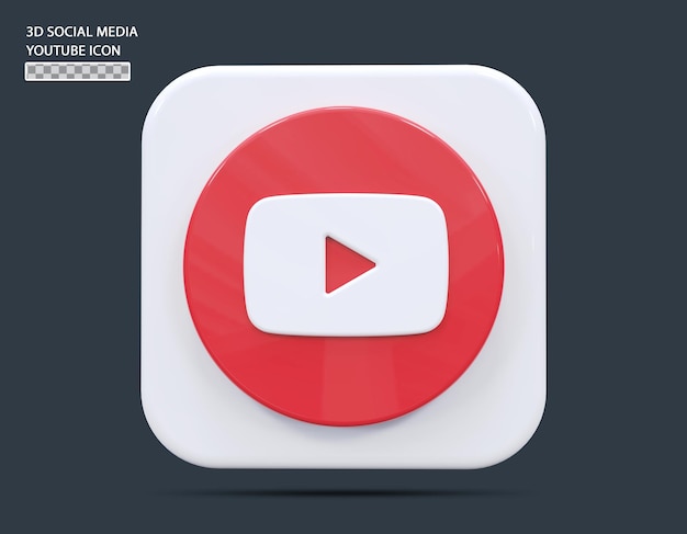 Social Medial Youtube icon concept 3d render