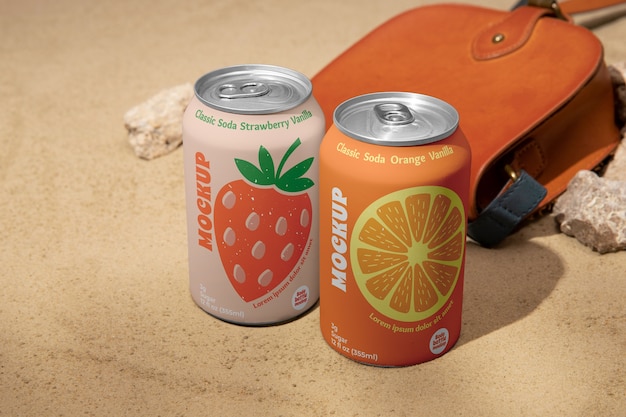 Soda on the beach mockup