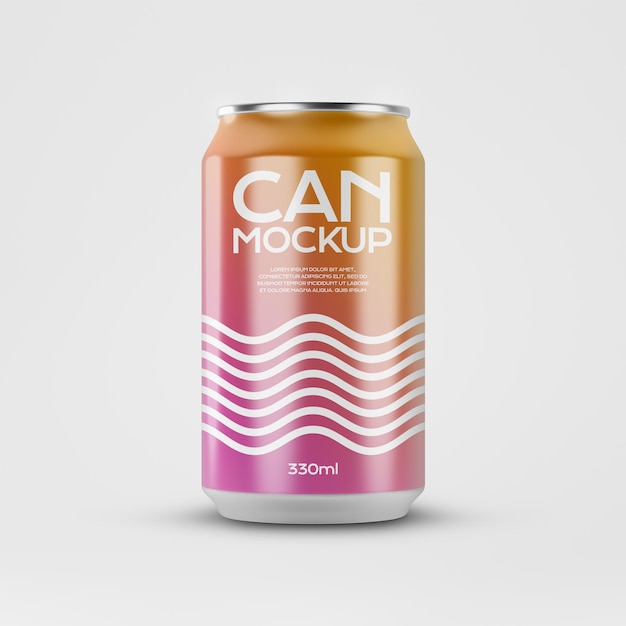 PSD soda beer can 330ml mockup