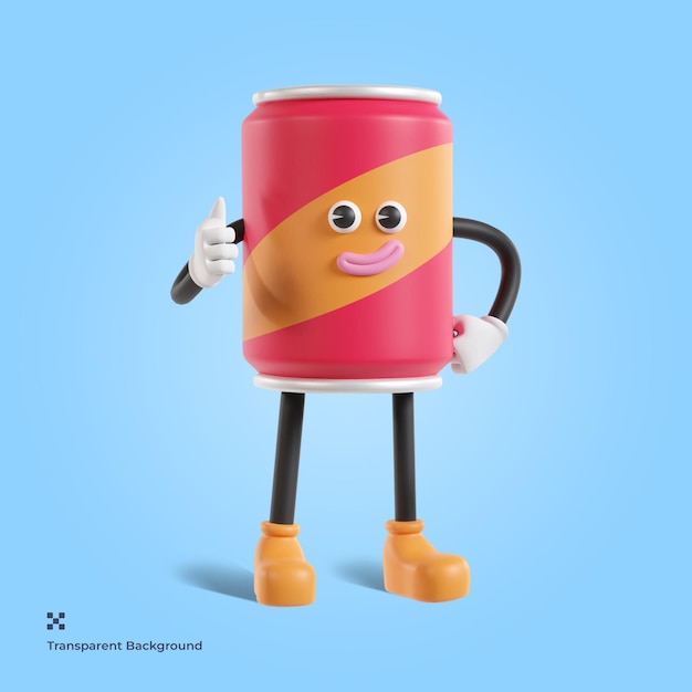 Soda can character 3d illustration